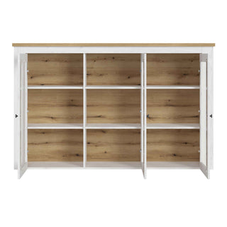 Celesto 3 Door Display Top Unit sideboard in White and Oak - Giant Lobelia