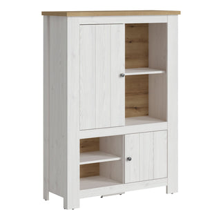 2 Door 4 Shelves Cabinet in White and Oak - Giant Lobelia