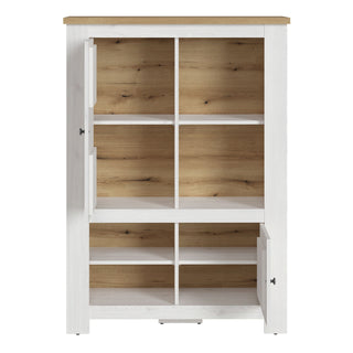 2 Door 4 Shelves Cabinet in White and Oak - Giant Lobelia