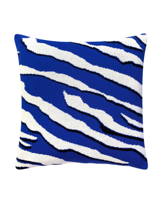 Wild Tiger Wool & Cashmere Knitted Cushion Electric Blue - Giant Lobelia