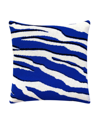 Wild Tiger Wool & Cashmere Knitted Cushion Electric Blue - Giant Lobelia