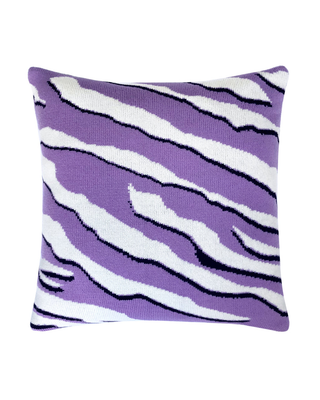 Wild Tiger Wool & Cashmere Knitted Cushion Lilac - Giant Lobelia