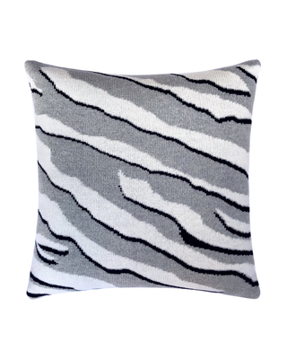 Wild Tiger Wool & Cashmere Knitted Cushion Grey - Giant Lobelia