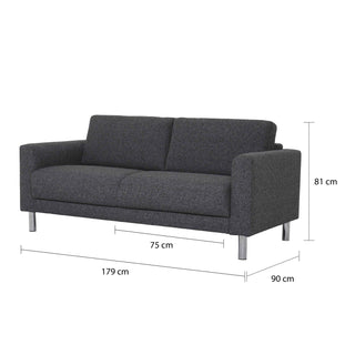 Cleveland 2-Seater Sofa in Nova Anthracite - Giant Lobelia