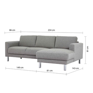 Cleveland Chaiselongue Sofa (RH) in Nova Light Grey - Giant Lobelia