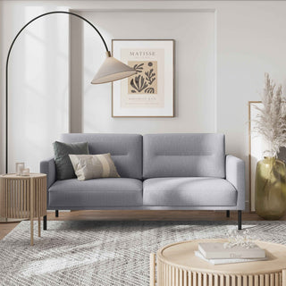 Larvik 2.5 Seater Sofa - Grey, Black Legs - Giant Lobelia