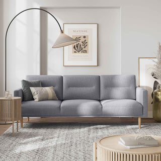 Larvik 3 Seater Sofa - Grey, Oak Legs - Giant Lobelia