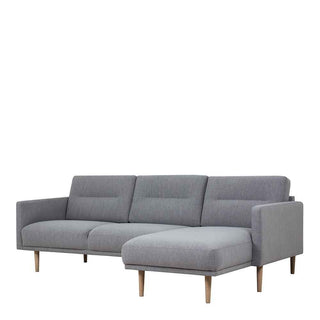 Larvik Chaiselongue Sofa (RH) - Grey, Oak Legs - Giant Lobelia