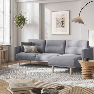 Larvik Chaiselongue Sofa (RH) - Grey, Oak Legs - Giant Lobelia