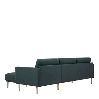 Larvik Chaiselongue Sofa (RH) - Dark Green, Oak Legs - Giant Lobelia