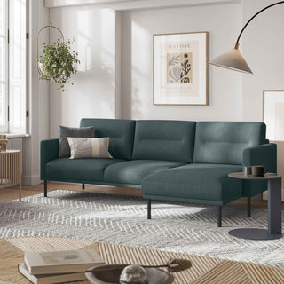 Larvik Chaiselongue Sofa (RH) - Dark Green, Black Legs - Giant Lobelia