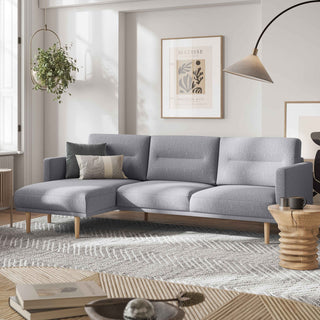 Larvik Chaiselongue Sofa (LH) - Grey, Oak Legs - Giant Lobelia