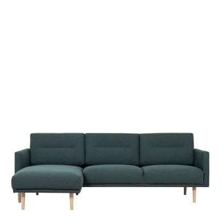 Larvik Chaiselongue Sofa (LH) - Dark Green, Oak Legs - Giant Lobelia