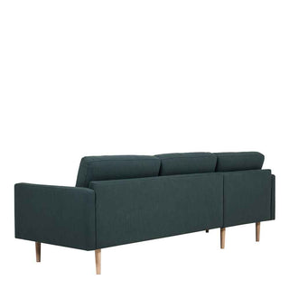 Larvik Chaiselongue Sofa (LH) - Dark Green, Oak Legs - Giant Lobelia