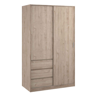 Naia Wardrobe with 1 Sliding Door 1 Door 3 Drawers in Jackson Hickory Oak - Giant Lobelia