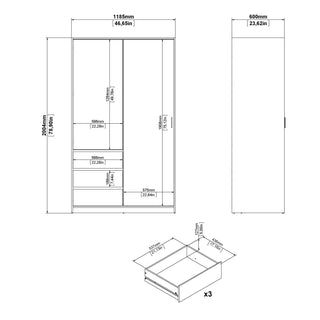 Naia Wardrobe with 1 Sliding Door 1 Door 3 Drawers in Jackson Hickory Oak - Giant Lobelia