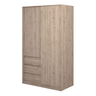 Naia Wardrobe with 1 Sliding Door 1 Door 3 Drawers in Jackson Hickory Oak - Giant Lobelia