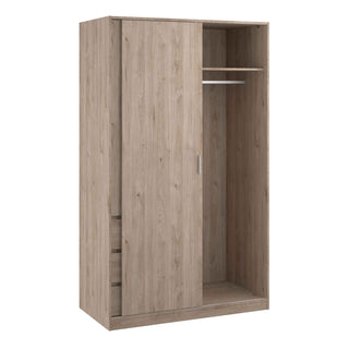 Naia Wardrobe with 1 Sliding Door 1 Door 3 Drawers in Jackson Hickory Oak - Giant Lobelia