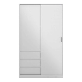 Naia Wardrobe with 1 Sliding Door 1 Door 3 Drawers in White High Gloss - Giant Lobelia