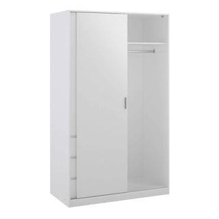 Naia Wardrobe with 1 Sliding Door 1 Door 3 Drawers in White High Gloss - Giant Lobelia