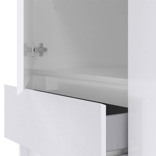 Naia Wardrobe with 1 Sliding Door 1 Door 3 Drawers in White High Gloss - Giant Lobelia