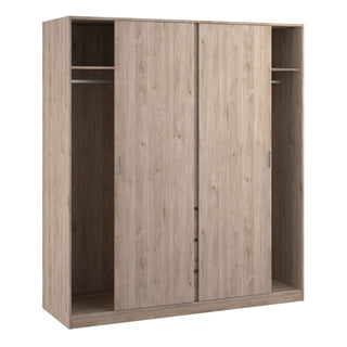 Naia Wardrobe with 2 Sliding Doors 1 Door 3 Drawers in Jackson Hickory Oak - Giant Lobelia