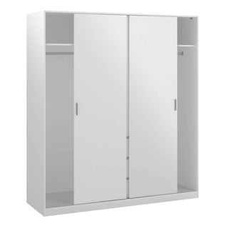 Naia Wardrobe with 2 Sliding Doors 1 Door 3 Drawers in White High Gloss - Giant Lobelia