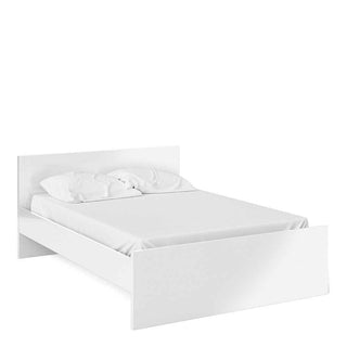 Naia Double Bed 4ft6 (140 x 190) in White High Gloss - Giant Lobelia