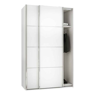 Verona Sliding Wardrobe 120cm in White with White Doors with 2 Shelves - Giant Lobelia