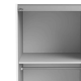 Verona Sliding Wardrobe 120cm in White with White Doors with 2 Shelves - Giant Lobelia