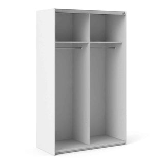 Verona Sliding Wardrobe 120cm in White with White Doors with 2 Shelves - Giant Lobelia