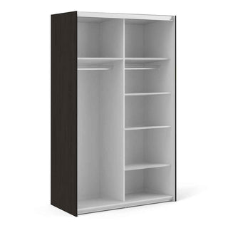 Verona Sliding Wardrobe 120cm in Black Matt with Black Matt Doors with 5 Shelves - Giant Lobelia