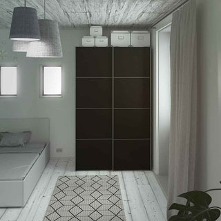 Verona Sliding Wardrobe 120cm in Black Matt with Black Matt Doors with 5 Shelves - Giant Lobelia