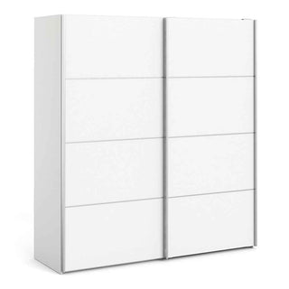 Verona Sliding Wardrobe 180cm in White with White Doors with 2 Shelves - Giant Lobelia