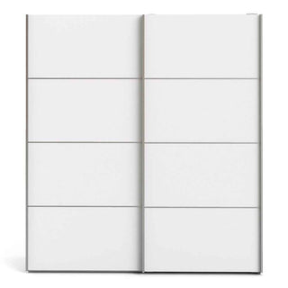 Verona Sliding Wardrobe 180cm in White with White Doors with 2 Shelves - Giant Lobelia