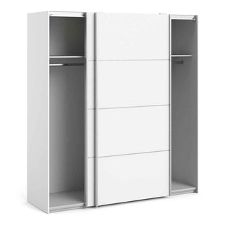 Verona Sliding Wardrobe 180cm in White with White Doors with 2 Shelves - Giant Lobelia