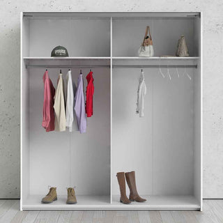 Verona Sliding Wardrobe 180cm in White with White Doors with 2 Shelves - Giant Lobelia