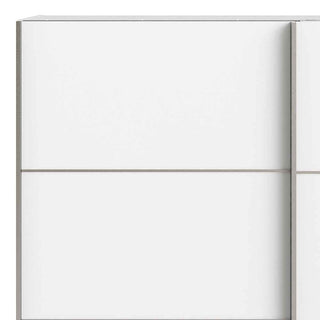 Verona Sliding Wardrobe 180cm in White with White Doors with 2 Shelves - Giant Lobelia