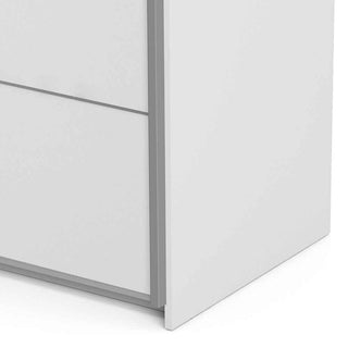 Verona Sliding Wardrobe 180cm in White with White Doors with 2 Shelves - Giant Lobelia