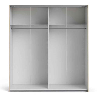 Verona Sliding Wardrobe 180cm in Oak with Mirror Doors with 2 Shelves - Giant Lobelia