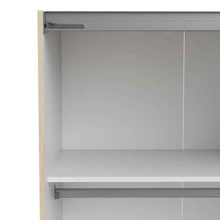 Verona Sliding Wardrobe 180cm in Oak with Mirror Doors with 5 Shelves - Giant Lobelia