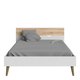 Oslo Euro Double Bed (140 x 200) in White and Oak - Giant Lobelia