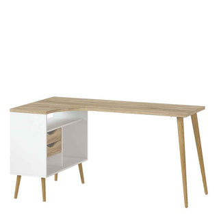 Desk 2 Drawer in White and Oak - Giant Lobelia