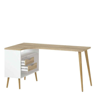 Desk 2 Drawer in White and Oak - Giant Lobelia