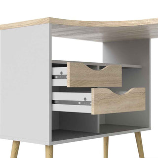 Desk 2 Drawer in White and Oak - Giant Lobelia