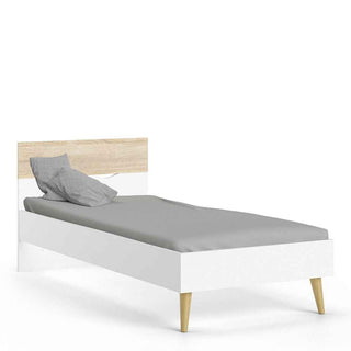 Oslo Euro Single Bed (90 x 200) in White and Oak - Giant Lobelia