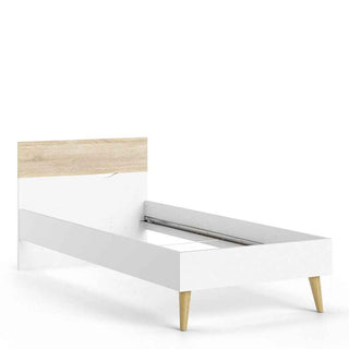 Oslo Euro Single Bed (90 x 200) in White and Oak - Giant Lobelia