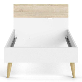 Oslo Euro Single Bed (90 x 200) in White and Oak - Giant Lobelia