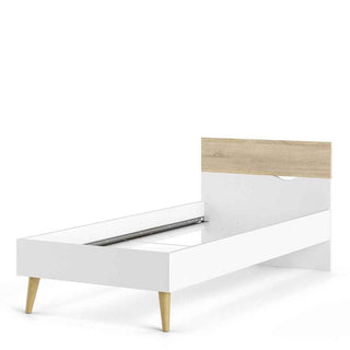 Oslo Euro Single Bed (90 x 200) in White and Oak - Giant Lobelia