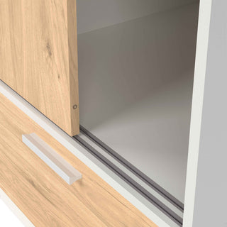 Line Wardrobe with 2 Doors 2 Drawers in White and Jackson Hickory Oak - Giant Lobelia